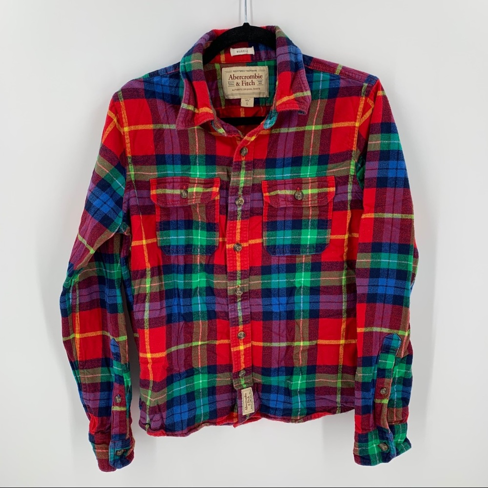 Abercrombie & Fitch Muscle Flannel Rainbow Shirt